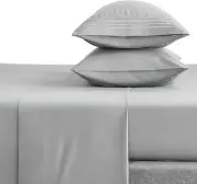 CozyLux Twin Bed Sheets Set 1800 Series 3-Piece Embroidered Twin, Light Grey