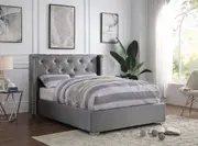 Empress Premium PU Fabric King Bed Frame Silver