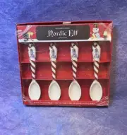 Williams Sonoma Nordic Elf Stoneware Spoons Snowman Set of 4 NIB