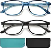 Reading Glasses for Women Men Blue Light Blocking Women Magnification Reader Glass Anti UV Glasses Fashion Unbreakable, Black & blue, 2.25