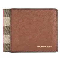 在飛比找momo購物網優惠-【BURBERRY 巴寶莉】英系經典格紋拼接雙折六卡短夾(咖