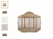 Hampton Bay - Replacement Canopy Only for 10 ft. x 10 ft. Solar Gazebo - TAN