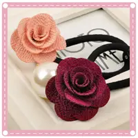 在飛比找松果購物優惠-浪漫珍珠玫瑰花髮圈 質感珍珠髮束 清新裝飾手鍊 (3折)
