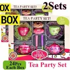 2 Sets Tea-Set Cup Teapot Food Kitchen Metal Children Saucer Play Afternoon AU
