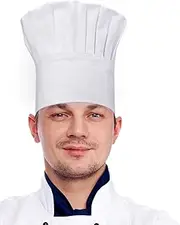 [CRJHNS] Chef Hat,Adult Adjustable Hook and Loop Tape Baker Hat Kitchen Cooking Chef Cap for Men Women Kids