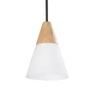 CLA Finn Blonde Wood & Opal Medium Cone Pendant Light