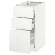 METOD base cabinet with 3 drawers, white Maximera/Voxtorp matt white, 40x60x80 cm