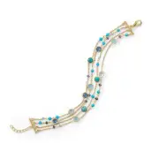 14KT Yellow Gold Plated Sterling Turquoise Chalcedony Apatite Iolite Bracelet