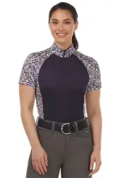 Kerrits Tempe Ice Fil Short Sleeve Shirt Print - Plumnoir/Orchid Springtime