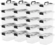 Plastic Storage Bin Tote Stackable and Nestable Organizing Container with Lid an
