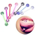 8PCS/Set Colorful Glitters Acrylic Barbell Ball Tongue Rings Piercing Jewel-ja