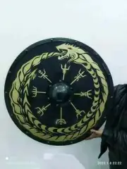 24'' Medieval Wooden Round Shield Viking Shield Battle Ready Shield