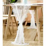 White Lace Floral Table Runner Wedding Banquet Party Boho Home Tablecloth Decor