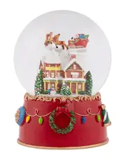Northlight Santa & Reindeer Christmas Night Musical Snow Globe