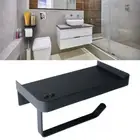 Black Stainless Steel Toilet Roll Holder With Shelf 2 IN 1 Wall Mount Bathroom