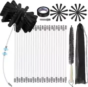 30Ft Chimney Sweep Kit, 6In Brush Head, Dryer Vent Cleaner, 23 Nylon Rods