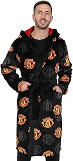 [Manchester United] Mens Official Dressing Gown Fleece Hooded Man Utd Robe