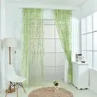 Green Purple Willow Sheer Curtains Window Yarn for Living Room Tulle Curtains