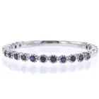 14Kt White Gold Round Bezel Set 11 Blue Sapphire Thin Beaded Band