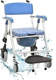 Folding Commode Chair,Folding Removable Potty Chair with Non-Slip Feet,Adult Shower Chair with Armrest for Disabled Seniors