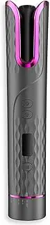 YJYJ Wireless Automatic Curling Iron, Portable Curling Wand Automatic Hair Curler Adjustable Temperature & Timer LED Display for Styling,Gray