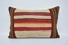 Boho Pillow Sham Cover, Kilim Cushion Sham, 16"x24" Beige Pillow Cover