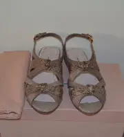 NIB MIU MIU PRADA PYTHON LEATHER FLATS SHOES SZ US 7.5 EU 37.5 MADE IN ITALY