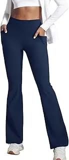 Wide Leg Yoga Pants for Women High Waist Open Bottom Workout Joggers Sweatpants Tummy Control Trousers with Pockets