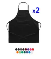2x Plain Apron Bib Washable Pocket Butcher Waiter Chef Kitchen Cooking Craft AU