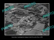OLD POSTCARD SIZE PHOTO SOMERSHAM CAMBRIDGESHIRE ENGLAND TOWN AERIAL VIEW 1950