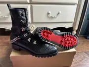 Christian Louboutin Horse Guarda Chain Flat Leather Combat Boots 40.5