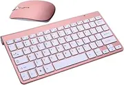 2.4G Wireless Keyboard and Mouse Ultra Thin Design Rose Gold Portable for Home Office and Travel Compatible with Computers and Tablets No Battery Included