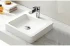 GRANDY Bathroom Square Slim Solid SurfaceSTONE Vanity Basin Matte/Gloss White