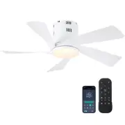 36" Flush Mount Ceiling Fan - White Low Profile Ceiling Fans with Lights and ...
