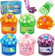 Clear Slime Kit for Kids - 5 Pack DIY Slime Supplies | Includes Glitter, Resin Charms, Balls | Sensory Slime Kit for Boys & Girls, Fun Party Favors, Mind Development Toys