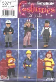 Uncut Simplicity Sewing Pattern 5871 Toddlers Uncle Sam & Fireman Costumes 1/2-4