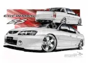HOLDEN VY SS UTE CREWMAN HERON WHT A3 FRAMED PRINT (HC112)