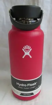 New Hydro Flask 32 oz Insulated Stainless Steel Bottle - Wide Flex Cap-RED