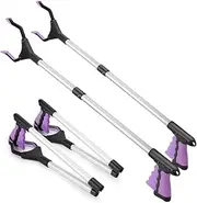 2-Pack Grabber Tool, 32" Long Reacher Grabber Pickup Tool, Trash Picker Grabber for Elderly Grab It Reaching Tool, Garbage Picker Upper Grabber, Litter Pick Up Grab Tool, Claw Grabber Stick (Purple)