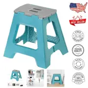 Eco-Friendly 16-Inch Turquoise Folding Step Stool - Lightweight & Sturdy Design