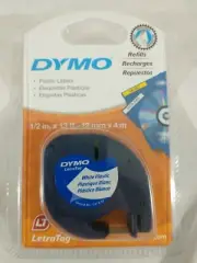 Original DYMO Plastic Label Refill White Letratag 1/2”x13’ New Unopened