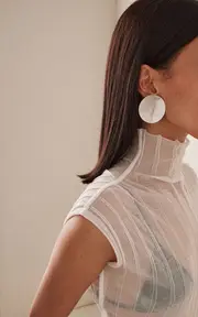 [Jasmin Sparrow] Dome Rhodium-Plated Earrings