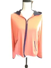 New Danskin Now Women's Orange And Blue Long Sleeve Jacket With Hood Size Large