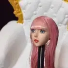 1/6 Female Blue Eyes Pink Hairstyle Head Sculpture For 12" Action Figure Body