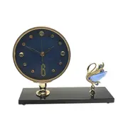 Crystal Swan Gold Metal Table Clock Blue Desk Clock