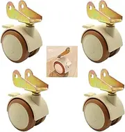 2 Inch Child Crib Caster in Rubber Swivel Cot Castors 4pcs Furniture Wheel with Brake,Baby Crib Wheel Accessories,Load 80kg,Double Wheel,Silent,with Metal Flip Bracket (20mm/0.8in) 20mm/0.8in (Color
