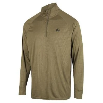 Ridgeline Mens Performance Qtr Zip Top Dark Khaki L - RLCLSMLDK3