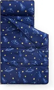 Kids Sleeping Bag Nap Mat with Pillow & Blanket – 3-in-1 Machine Washable Quilted Mat for Toddlers – Portable with Handles – 20" x 50" for Daycare, Preschool, Travel, & Sleepovers