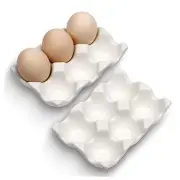 6 Cups Egg Tray Serveware, Eggs Dispenser, Egg Holder Set Kitchen White 2 Pack