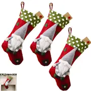 3pcs Faceless Doll Christmas Stockings Christmas Gift Candy Bag Pendant Socks for Christmas Decorations-Red